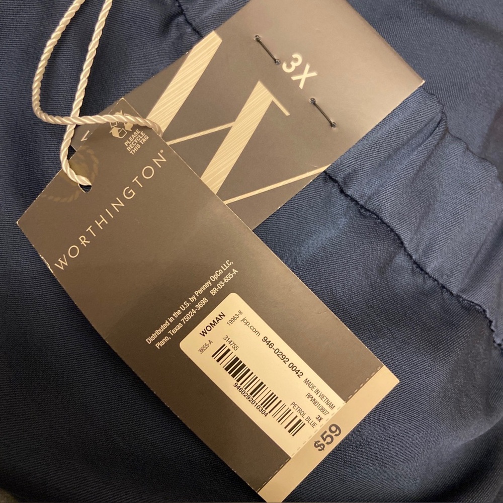 Worthington By JC Penney Woman’s Wide Leg Pull-On Pant In Petrol Blue Size 3x. - Picture 6 of 8